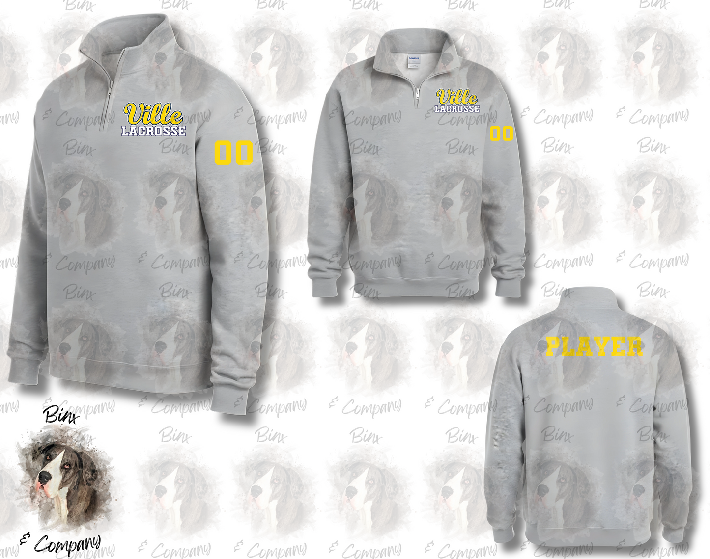 1/4 Zip Sweatshirt • Design 1 Pocket Logo