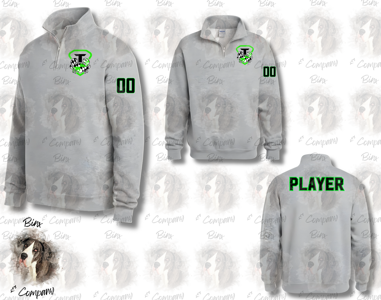 1/4 Zip Sweatshirt • Design 1 Pocket Logo