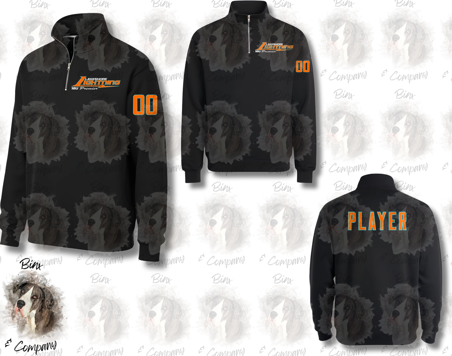 1/4 Zip Sweatshirt • Design 1