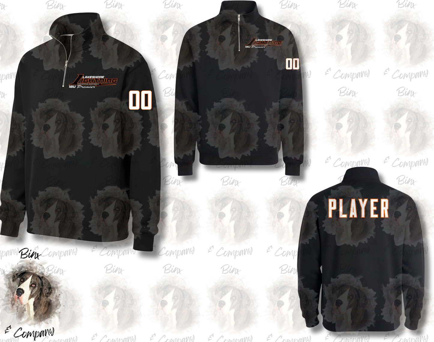 1/4 Zip Sweatshirt • Design 3
