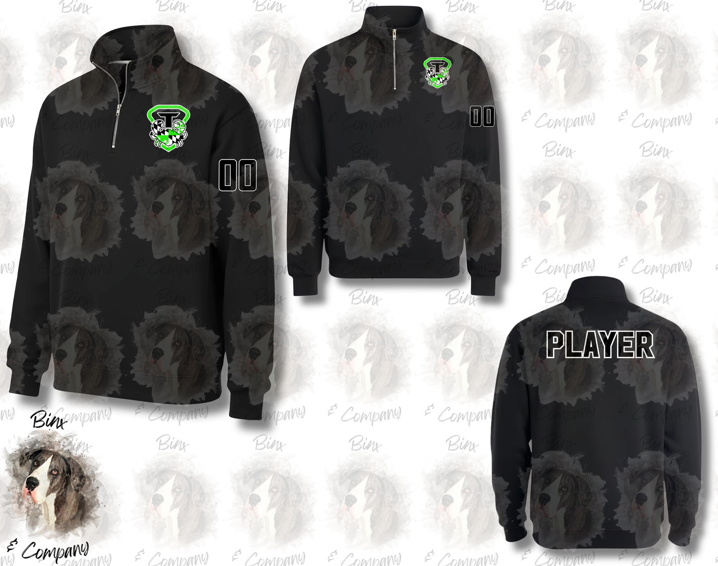 1/4 Zip Sweatshirt • Design 1 Pocket Logo