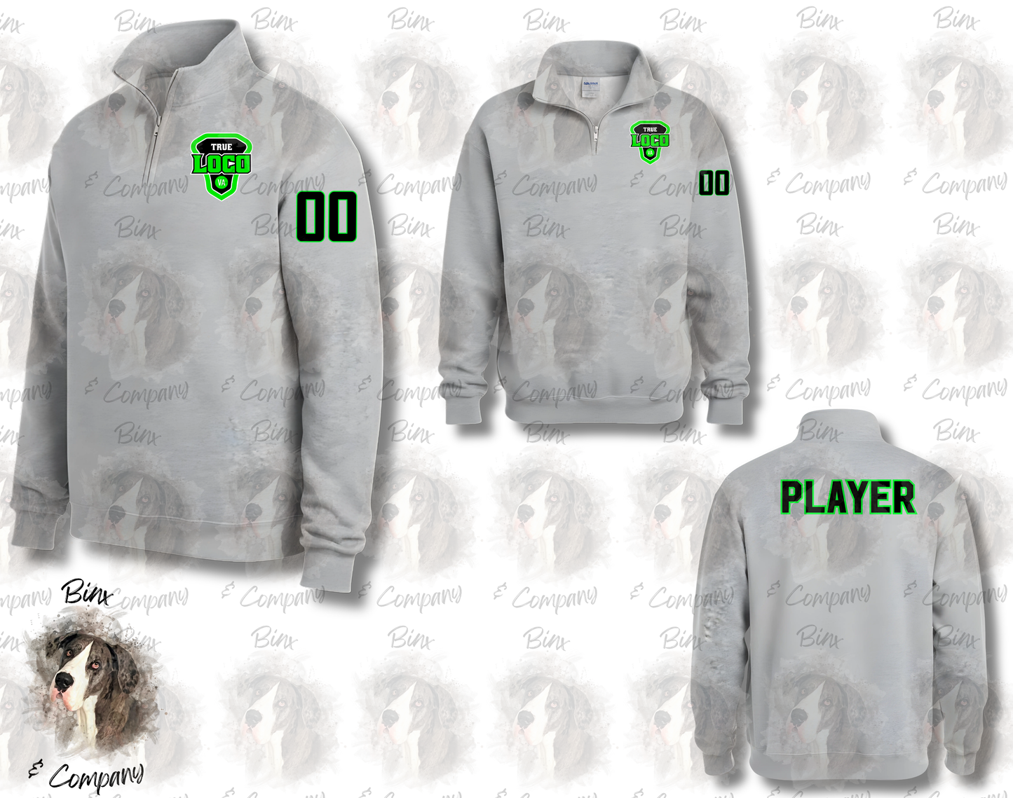 1/4 Zip Sweatshirt • Design 2 Pocket Logo
