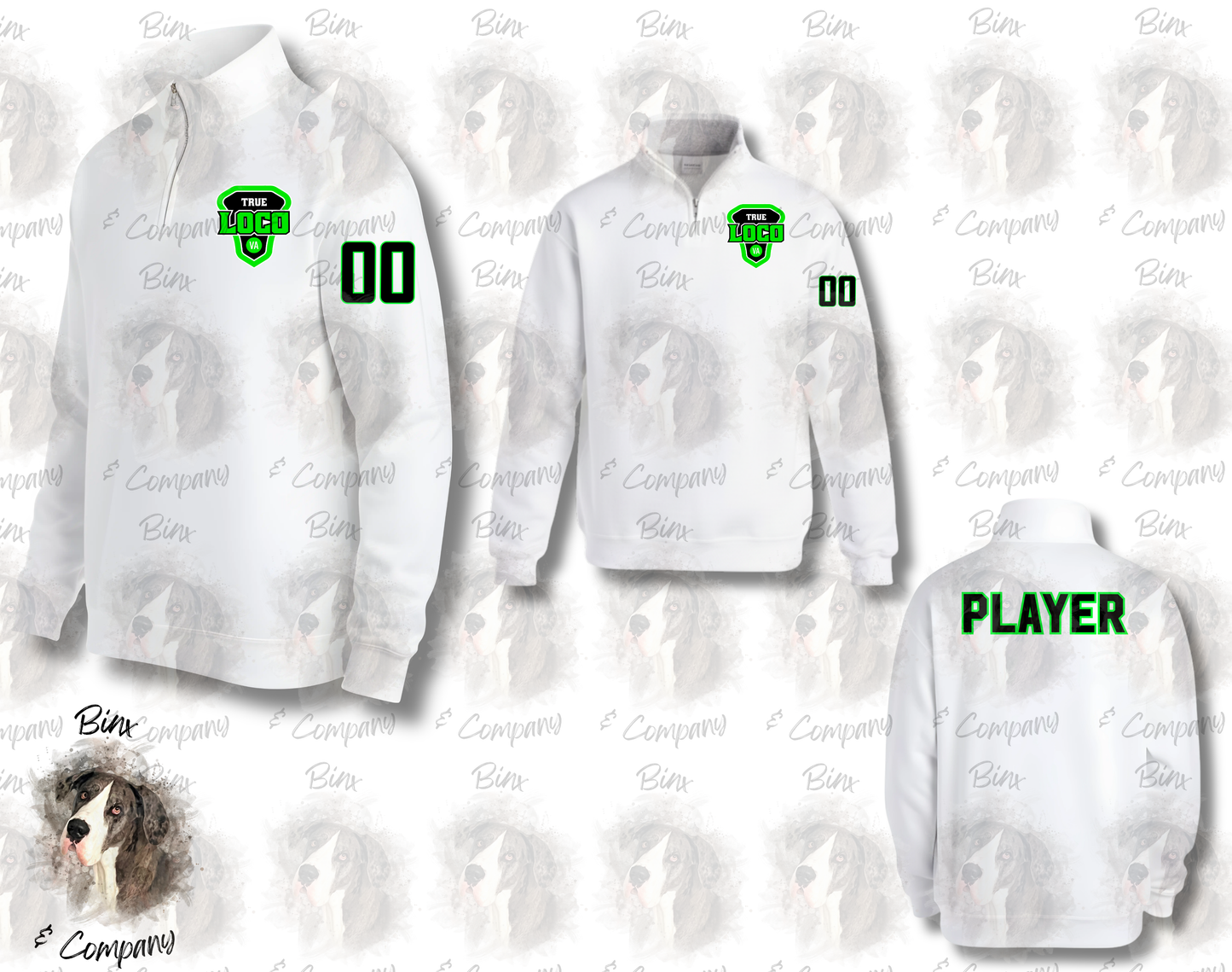 1/4 Zip Sweatshirt • Design 2 Pocket Logo
