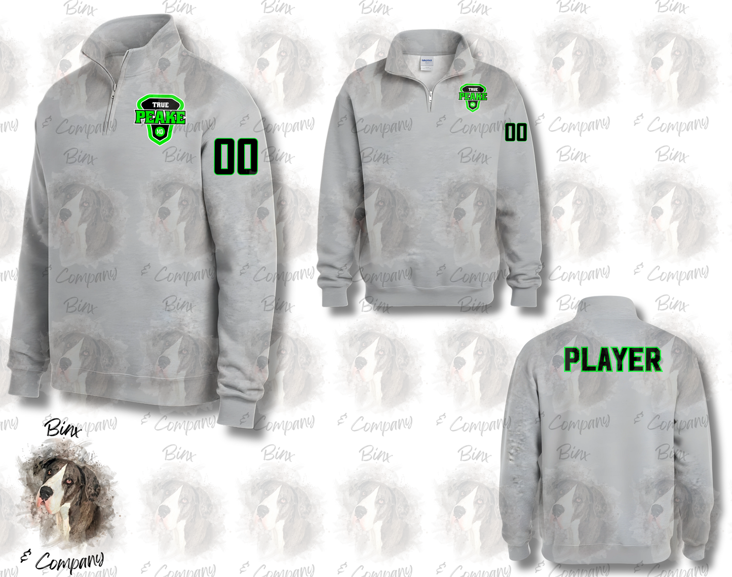 1/4 Zip Sweatshirt • Design 2 Pocket Logo