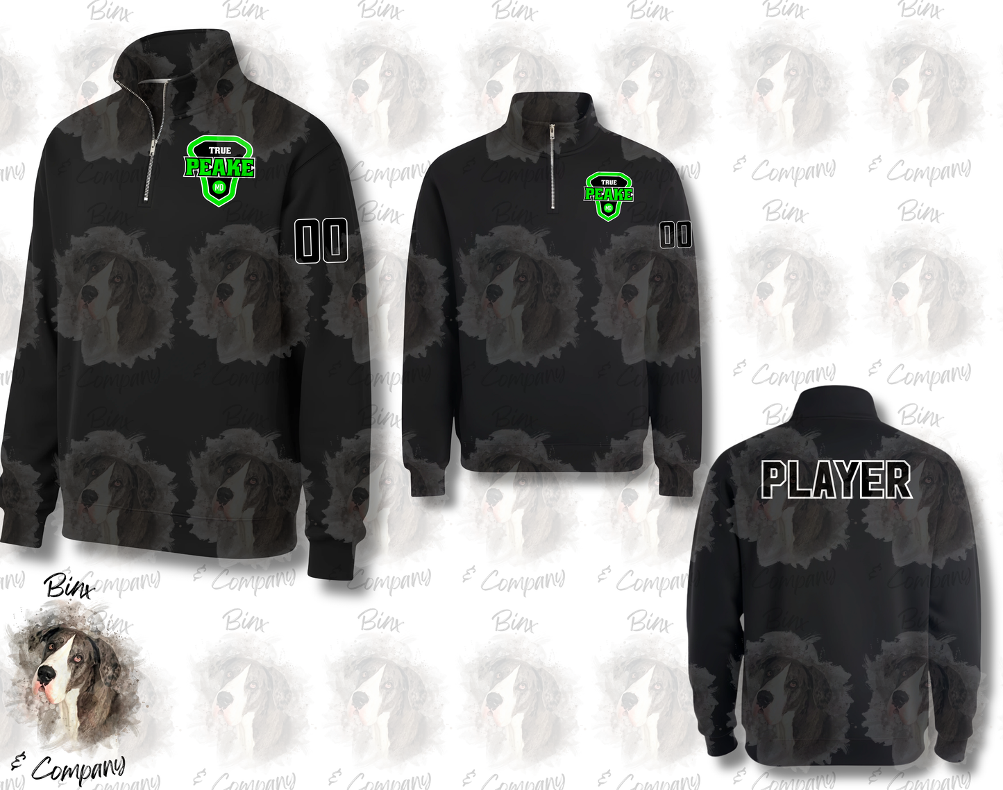 1/4 Zip Sweatshirt • Design 2 Pocket Logo